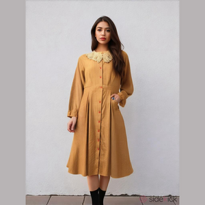 Vintage BOHO Cottagecore Long Sleeve Fit& Flare button down Gingham Shirt Dress